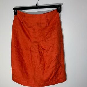 Linea Domani Orange Linen Double Belt‎ Skirt A-Line Sz 4